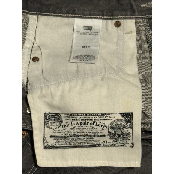Vintage Button Fly Levi’s 501 Original Fit Straight Leg Jeans Grey Mens 33x32 - Picture 8 of 13